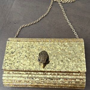Kurt Geiger Gold Glitter Clutch